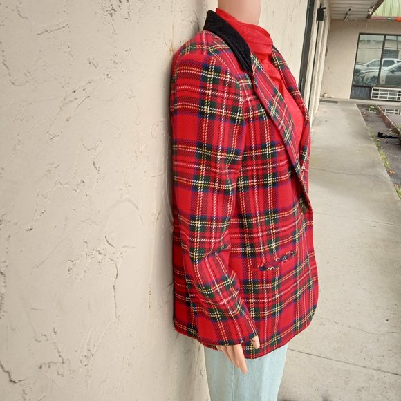 Vintage Tartan Plaid Wool Blend Blazer - Picture 5 of 8